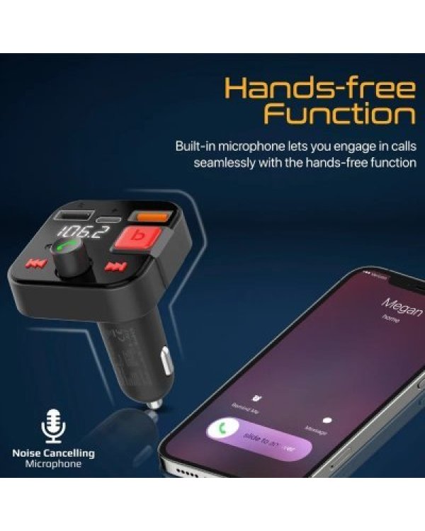 PROMATE PowerTune-30W Bluetooth FM Transmitter QC3.0 / PD30W / USB / Hands-free