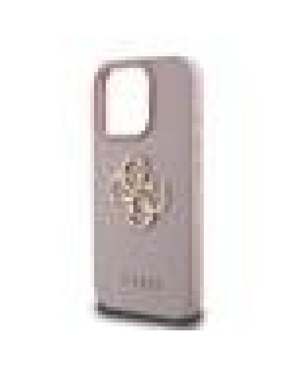 Guess PU Grained 4G Metal Logo Case Защитный чехол для iPhone 15 Pro / розовый