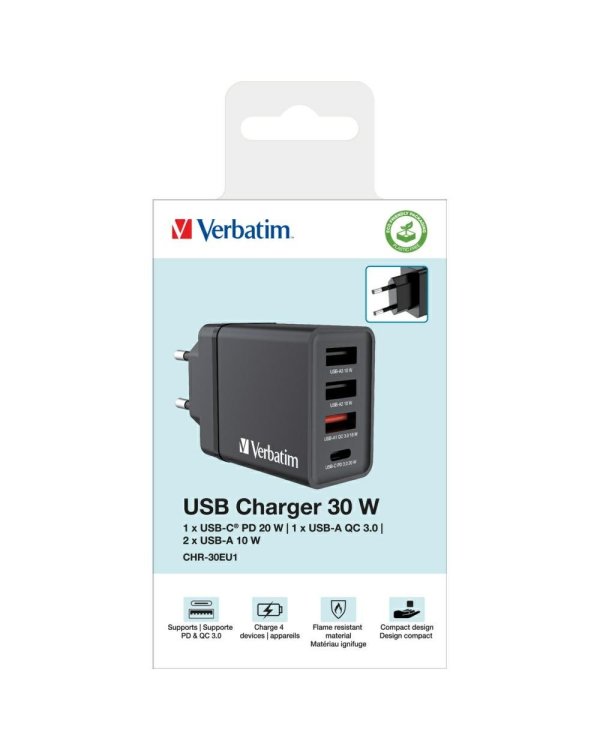 Verbatim 49700V USB / USB-C Зарядное Устройство 30W