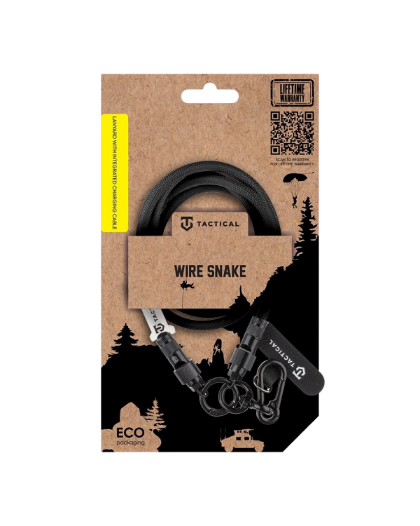 Tactical Wire Snake USB-C Ремешок на шею для телефонов 1.2m / чёрный