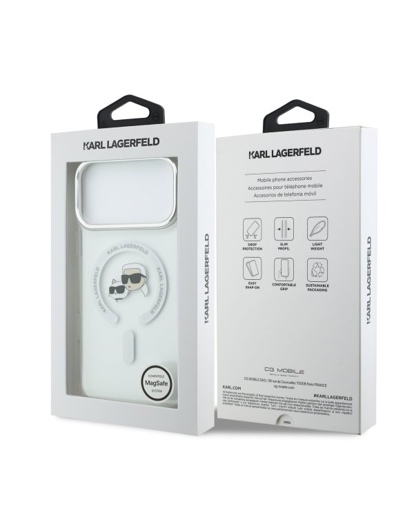 Karl Lagerfeld IML K&CH Heads Metal Frame MagSafe Case Защитный чехол для iPhone 17 Pro Max / прозрачный