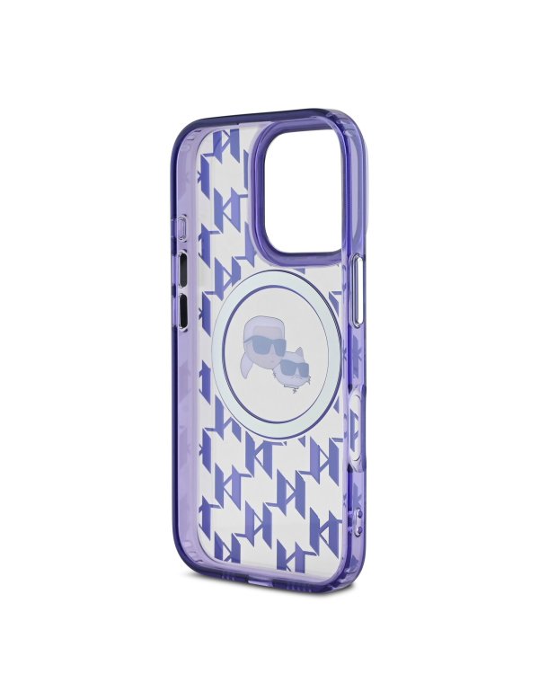 Karl Lagerfeld IML Monogram K&CH Heads MagSafe Case Защитный чехол для iPhone 16 Pro / фиолетовый