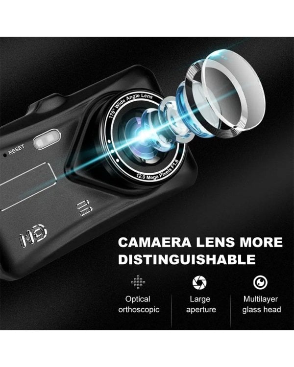 RoGer 2in1 DVR3 Автомобильный видеорегистратор и камера заднего вида / Full HD / 170' / G-Sensor / MicroSD / LCD 4''