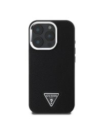 Guess PU Grained Triangle Logo MagSafe Case Защитный чехол для iPhone 16 Pro / чёрный