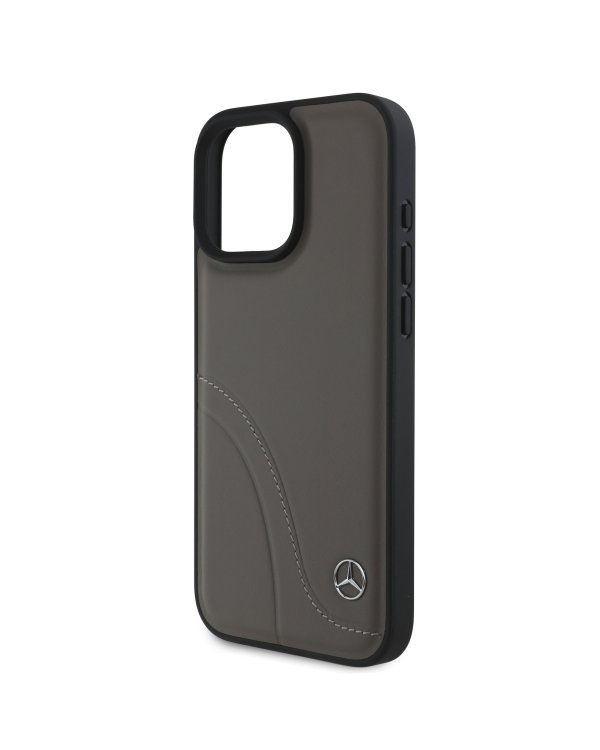 Mercedes Curved Stitches Leather Case Чехол для Apple iPhone 16 Pro