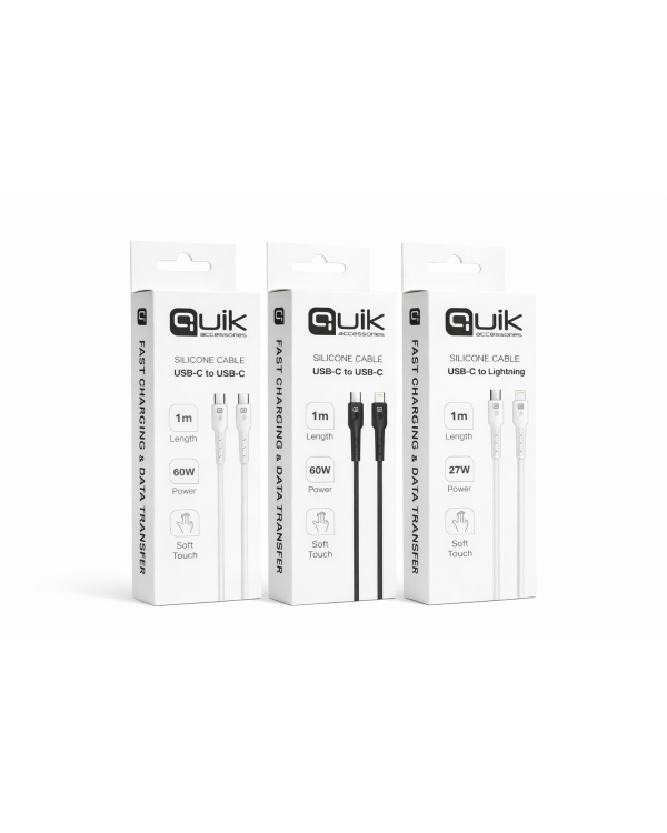 Quik Accessories QK-1011 Soft Silicone 60W Кабель для Зарядки и Передачи данных USB-C to USB-C 1m
