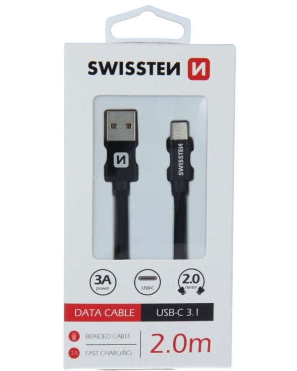 Swissten Textile Универсальный Quick Charge 3.1 USB-C USB Кабель данных 2м
