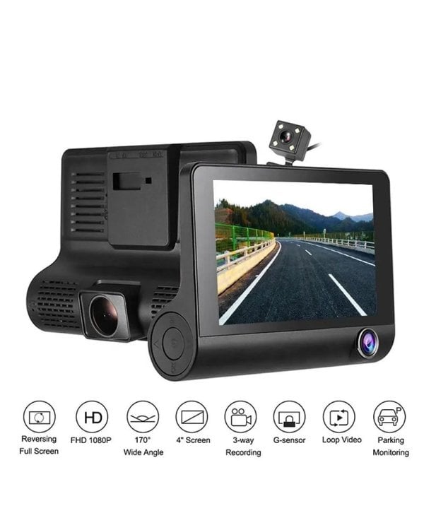 RoGer 3in1 Автомобильный видеорегистратор со встроенной передней / задней / внутренней камерой / Full HD / 170 градусов обзора