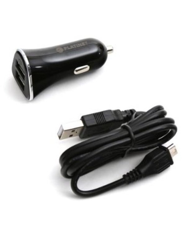 Platinet PLCR3B 12/24V IC Автомобильная Зарядка 3x USB + Micro USB 1m Кабель