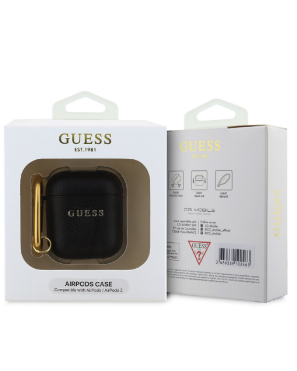 Guess PU Grained Classic Logo Case Чехол для наушников Apple AirPods 1/2