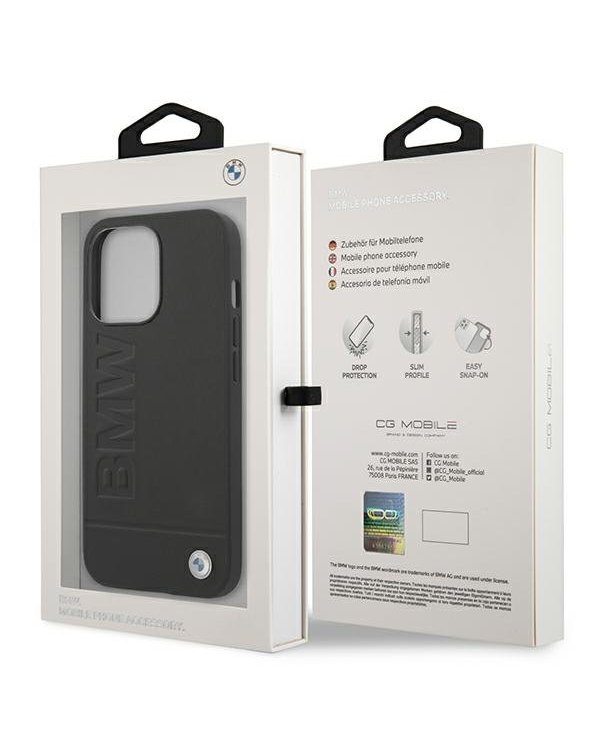 BMW BMHCP13XSLLBK Back Case Кожанный Чехол для телефона Apple iPhone 13 Pro Max