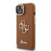 Guess PU Grained 4G Logo Stand Camera Frame Case Защитный чехол для iPhone 14 / коричневый
