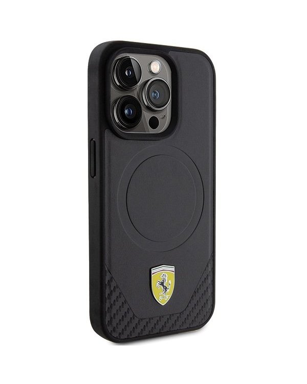 Ferrari Carbon Metal Logo MagSafe Back Case Защитный Чехол для Apple iPhone 15 Pro