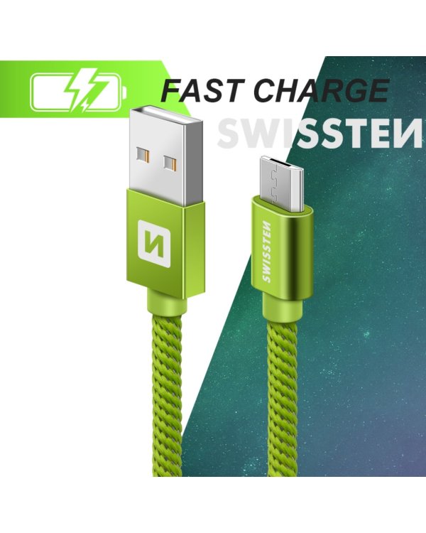 Swissten Textile Универсальный Micro USB Кабель данных 2m