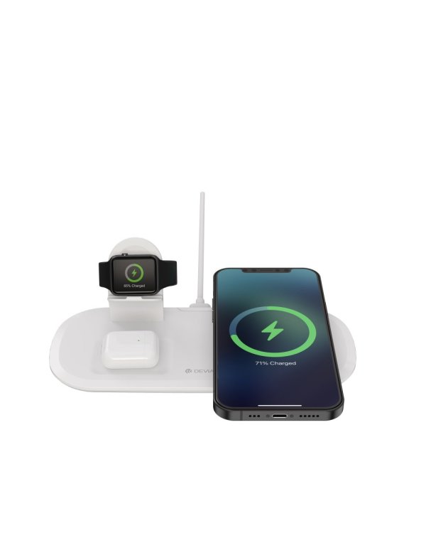 Devia Wireless Charger Беспроводная Зарядка 3in1 / Cмартфона / Apple Watch / Hаушников / USB