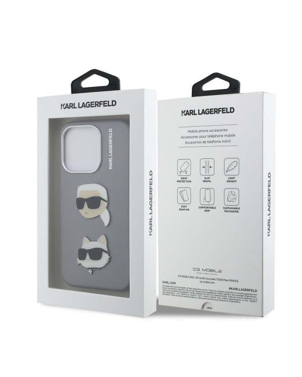 Karl Lagerfeld Grained PU K&CH Heads Case Чехол для Apple iPhone 15 Pro