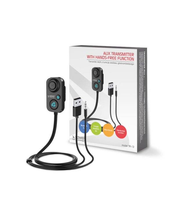 Savio TR-13 Bluetooth 5.1 Передатчик AUX с функцией громкой связи