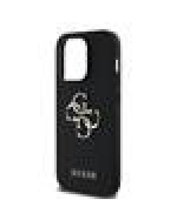 Guess PU Grained 4G Metal Logo Case Защитный чехол для iPhone 14 Pro / чёрный