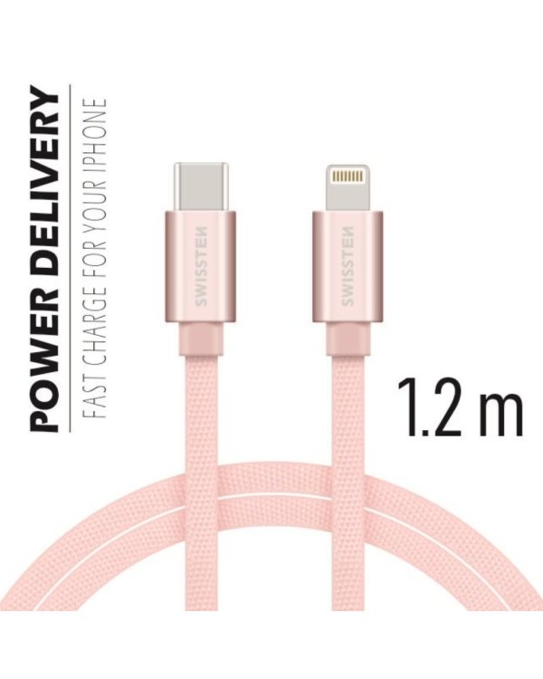 Swissten Textile USB-C To Lightning Кабель Для Зарядки и Переноса Данных Fast Charge / 3A / 1.2m