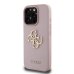 Guess PU Grained 4G Metal Logo Case Защитный чехол для iPhone 15 Pro / розовый