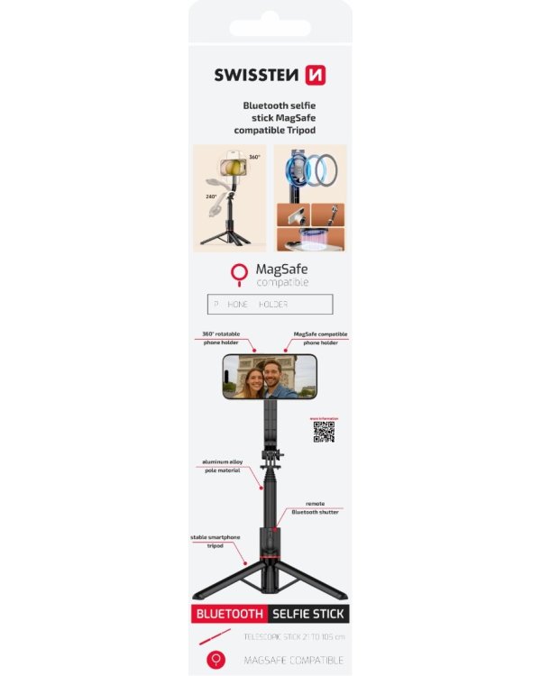 Swissten Bluetooth Cелфи Stick Tripod (compatible with MagSafe)