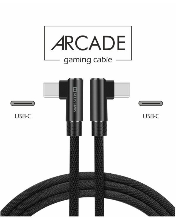 Swissten Плетеный L Типа Универсальный Quick Charge 3.1 USB-C на USB-C Кабель данных 1.2 m