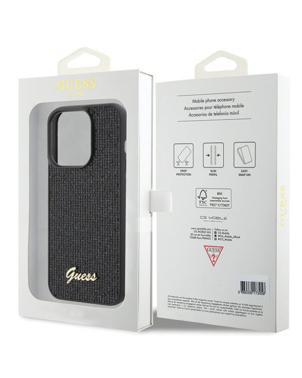 Guess PU Disco Script Metal Case Защитный Чехол для Apple iPhone 15