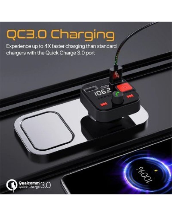 PROMATE PowerTune-30W Bluetooth FM Transmitter QC3.0 / PD30W / USB / Hands-free