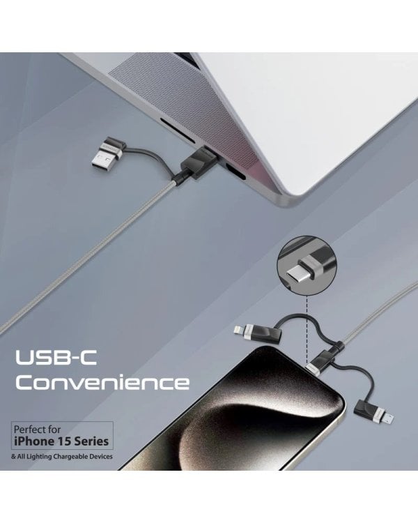 Promate PentaPower Универсальный кабель 6-в-1 USB-C(A) / micro / Lightning / 1,2m