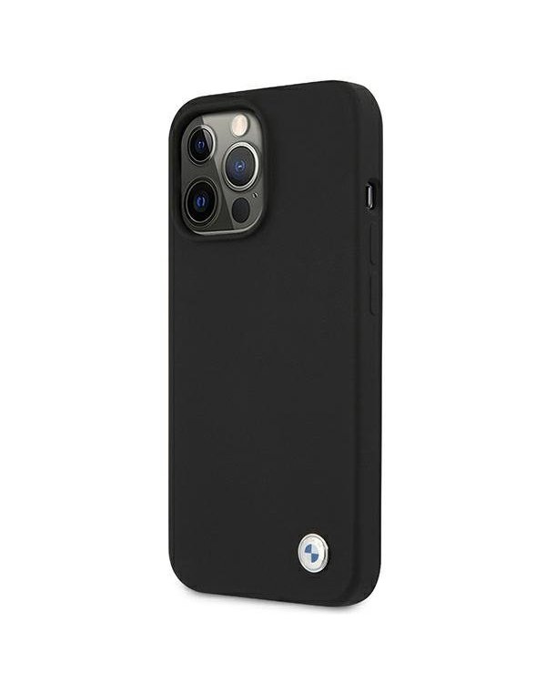 BMW BMHCP13XSILBK Back Case Кожанный Чехол для телефона Apple iPhone 13 Pro Max