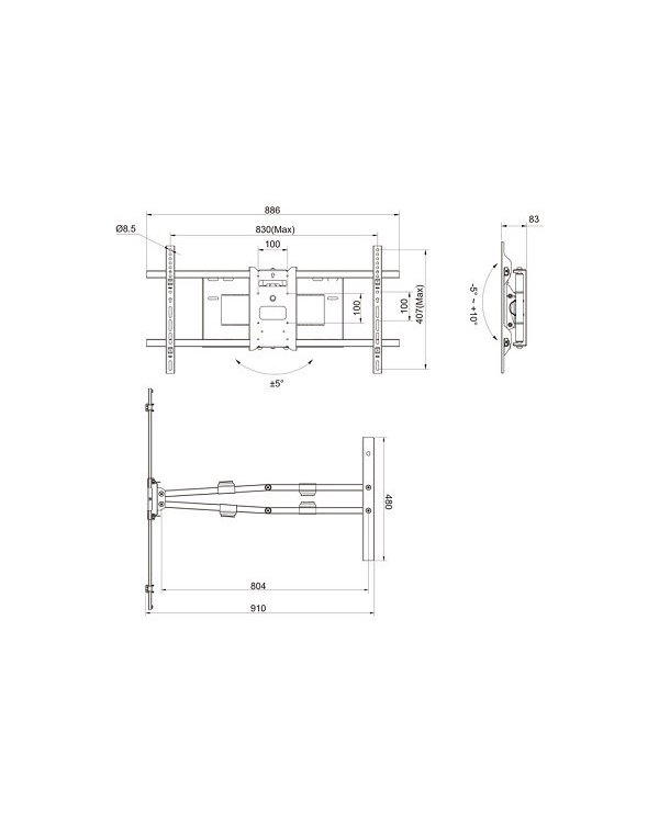 Multibrackets MB-6881 Настенный кронштейн для телевизора для телевизоров до 90" / 60kg