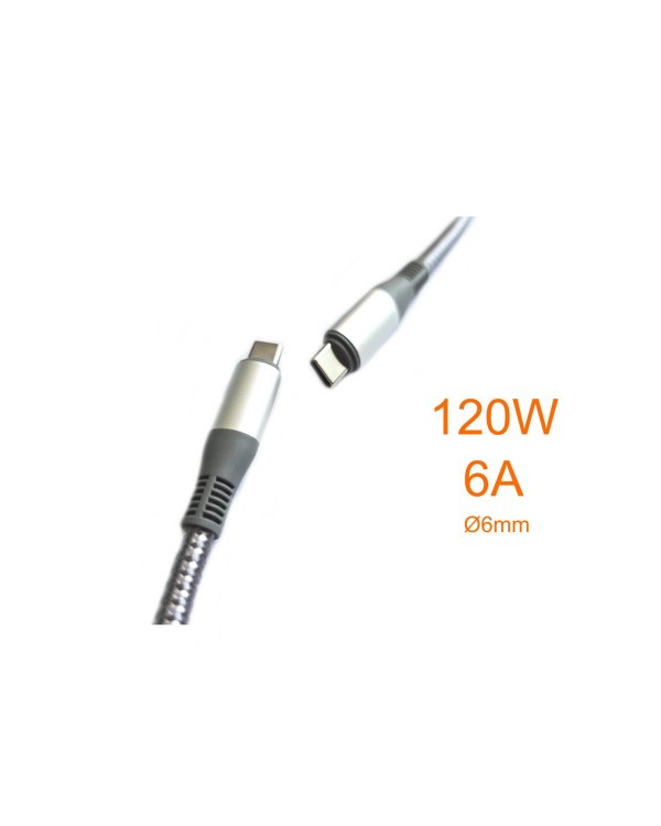 WELIKE WK-150-C Кабель для зарядки USB-C 120W PD / 1m / серебрянный