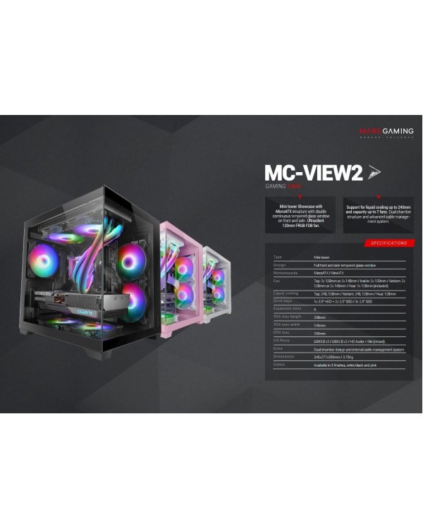 Mars Gaming MCVIEW2W Компьютерный корпус mATX / белый