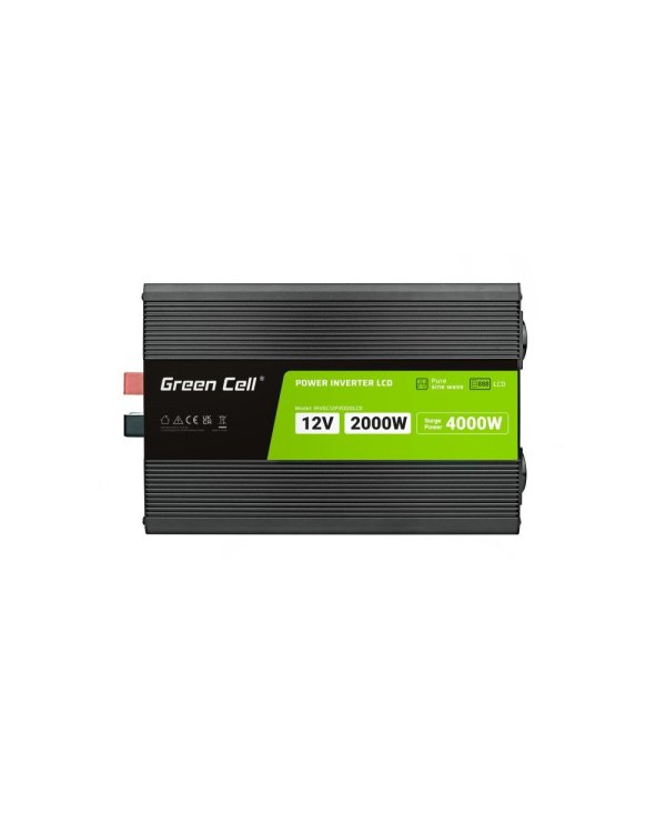 Green Cell PowerInverter Инвертер питания LCD / 12V / 2000 / 4000W / Pure Sine Wave