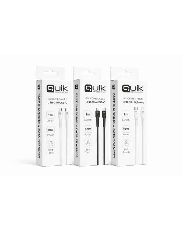 Quik Accessories QK-1022 Soft Silicone 27W Кабель для Зарядки и Передачи данных USB-C to Lightning 1m