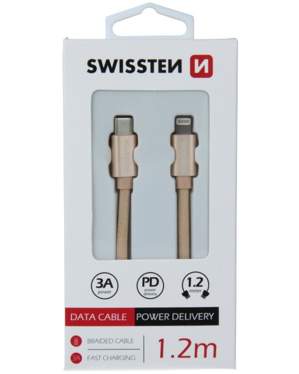 Swissten Textile USB-C To Lightning Кабель Для Зарядки и Переноса Данных Fast Charge / 3A / 1.2m