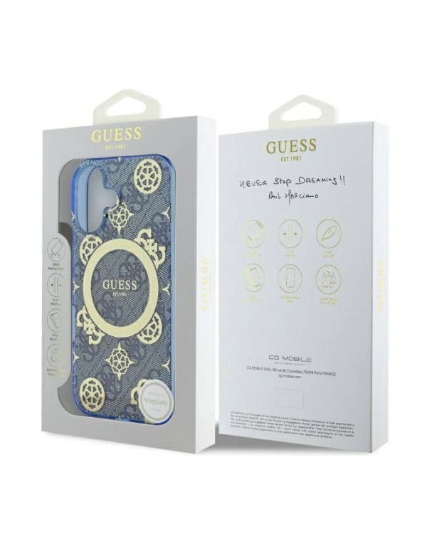 Guess IML Peony On 4G Background MagSafe Защитный Чехол для Apple iPhone 16