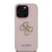 Guess PU Grained 4G Metal Logo Case Защитный чехол для iPhone 15 Pro / розовый