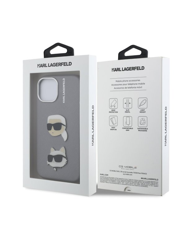 Karl Lagerfeld Grained PU K&CH Heads Case Чехол для Apple iPhone 15