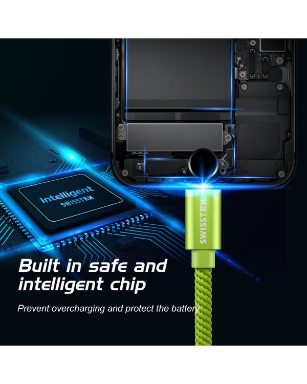 Swissten Textile Fast Charge 3A Lightning Кабель Для Зарядки и Переноса Данных 1.2m