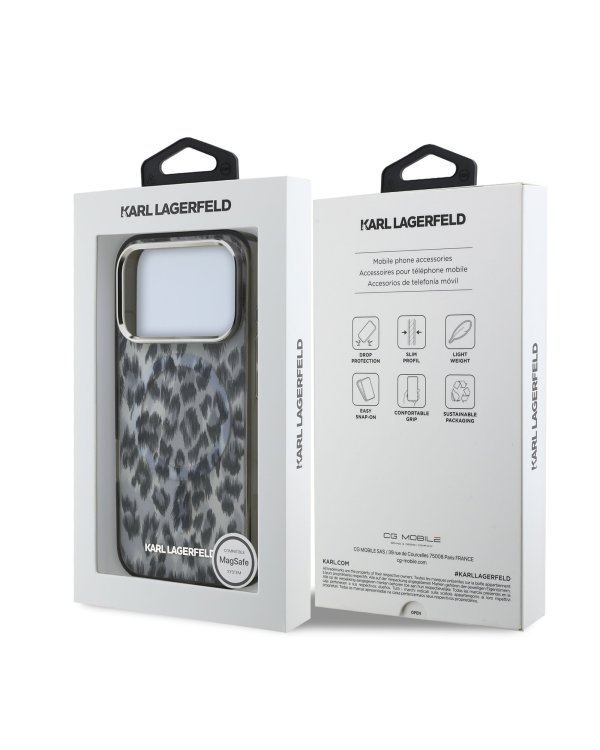 Karl Lagerfeld IML Leopard MagSafe Case Защитный чехол для iPhone 17 Pro / серый