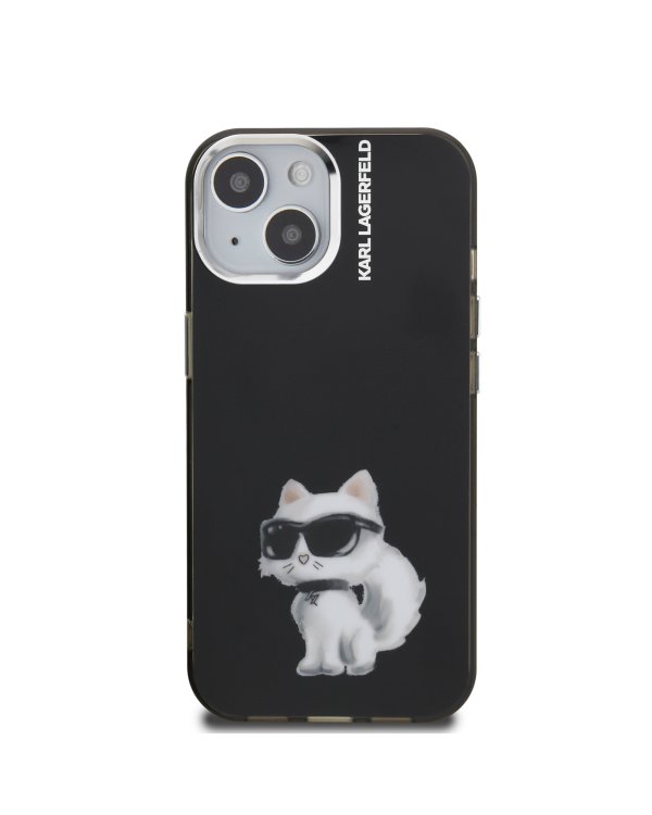 Karl Lagerfeld IML Aquarelle Choupette Защитный чехол для iPhone 15 / чёрный