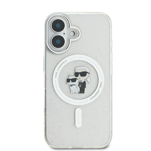 Karl Lagerfeld IML Glitter Karl and Choupette MagSafe Case Защитный чехол для iPhone 16 / прозрачный