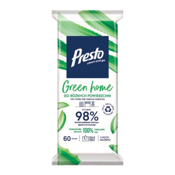 Presto Green Home Влажные салфетки для различных поверхностей 60шт
