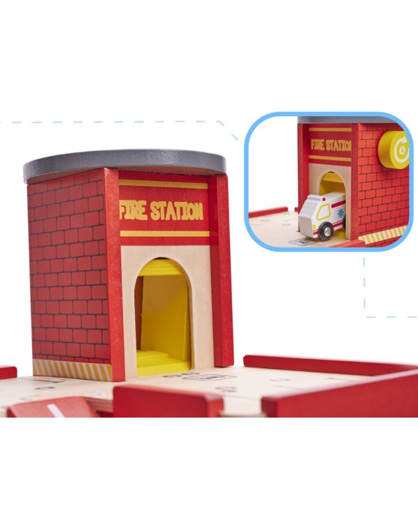 Lulilo Детская деревянная парковка Пожарная станция