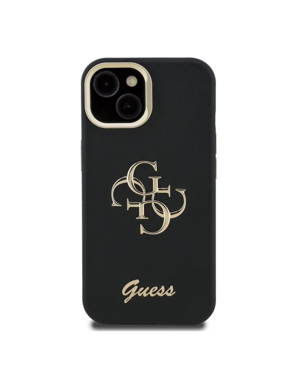 Guess PU Grained 4G Logo Stand Camera Frame Case Защитный чехол для iPhone 13 / чёрный
