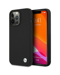 BMW BMHCP13XSILBK Back Case Кожанный Чехол для телефона Apple iPhone 13 Pro Max