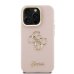 Guess PU Grained 4G Logo Stand Camera Frame Case Защитный чехол для iPhone 15 Pro Max / розовый