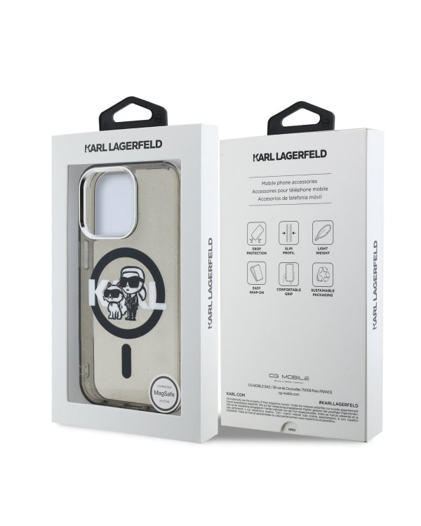 Karl Lagerfeld IML Glitter Karl and Choupette Sketch MagSafe Case Чехол для Apple iPhone 15 Pro Max