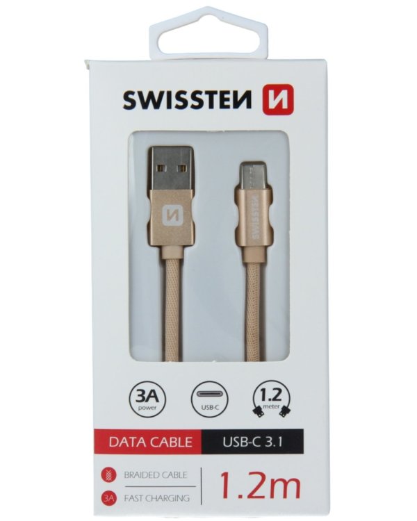 Swissten Textile Универсальный Quick Charge 3.1 USB-C USB Кабель данных 1.2м